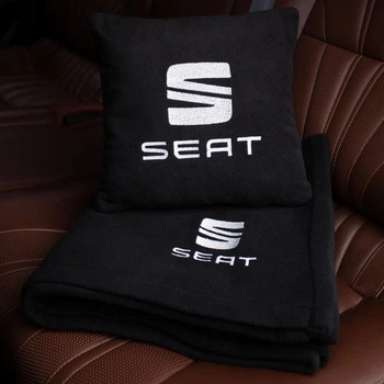 Флісовий набір плед з подушкою чорний SEAT, AUTO COMFORT