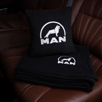 Флисовый набор плед с подушкой черный MAN, AUTO COMFORT