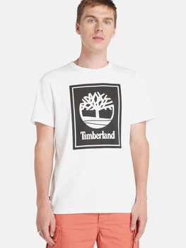 T-shirt męski bawełniany Timberland TB0A5WQQ S Biały/Czarny (194902954162)