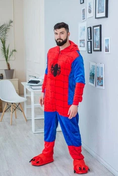 Пижама мужская кигуруми Kigurumi Человек паук L красно-синяя