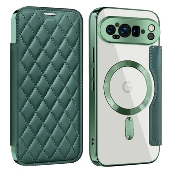 Чохол книжка Lingge Glass для Google Pixel 9 Pro з магнітним кільцем green