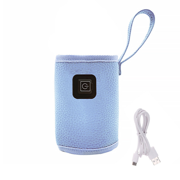 Портативный подогреватель Lesko 2024 Short Blue для детской бутылочки USB
