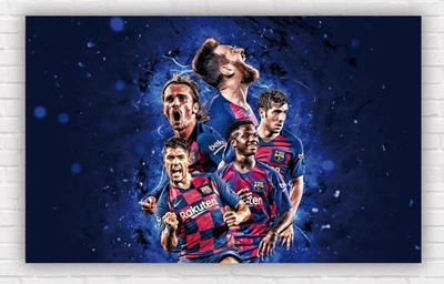 Паперовий плакат ФК Барселона / FC Barcelona "Мессі, Роберто, Суарес, Грізманн, Фаті" АРТ, 120х75см