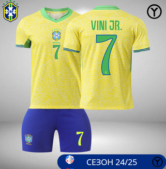 Форма футбольна дитяча YAR-SPORT Vini JR (Віні) 7 Збірна Бразилії 2025, р.24 зріст-135-140, Жовто-синя