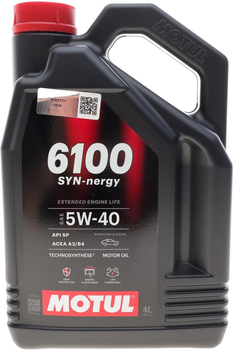Моторное масло Motul 5W40 Syn-nergy 6100 (API SP) (ACEA A3/B4) 4 л (112962)