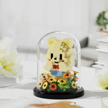 Конструктор ChaoLeChuang Мишка и подсолнухи + пылезащитный чехол (443 детали) Micro Diamonds Blocks