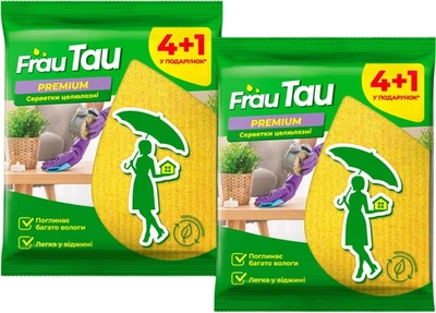 Упаковка Серветок целюлозних Frau Tau Преміум 4+1 шт х 2 пачки (4820019802565) 