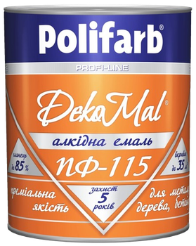 Эмаль Polifarb DekoMal ПФ-115 светло-серая, 0,9 кг