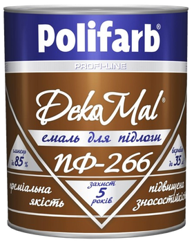 Эмаль Polifarb DekoMal ПФ-266 красно-коричневая, 0,9 кг