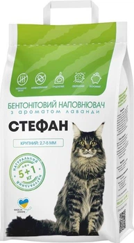 Наповнювач бентонітовий для туалету котів STEFAN, з ароматом лаванди, великий, 2.7 – 5.0 мм, 6 кг