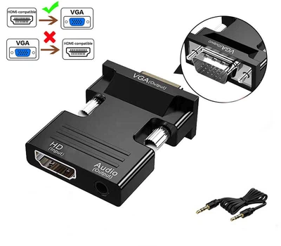 Конвертер перехідник HDMI to VGA Converter 1080P Black