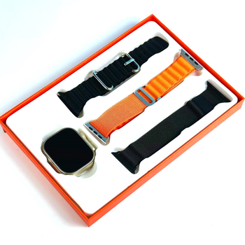 Набор смарт часов Smart Watch S9 Ultra с 3-мя ремешками Черный + Оранжевый