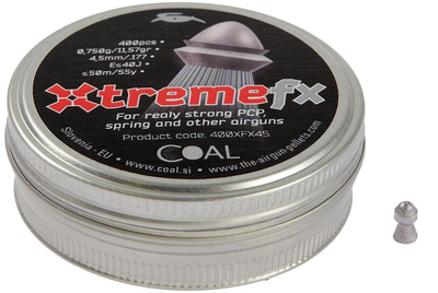 Пули пневматические Coal Xtreme FX. Кал. 4.5 мм. Вес - 0.75 г. 400 шт/уп 39840020