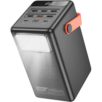 Power bank Hoco DB03 Max 100000 mAh 65W для ноутбука с быстрой зарядкой, фонариком и дисплеем 6xUSB Black