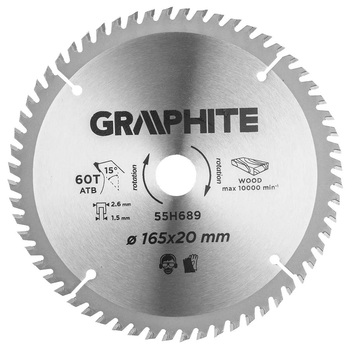 Диск для пилки Graphite 165 x 1.5 x 20 мм 55H689 (5902062501059)