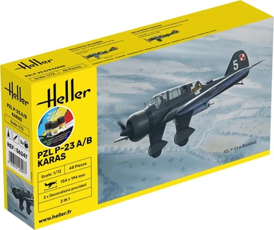 Сборная модель 1/72 самолет-разведчик и бомбардировщик PZL 23 Karas Стартовый набор Heller 56247