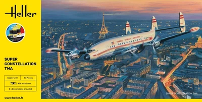 Сборная модель 1/72 самолет Super Constellation TWA Стартовый набор Heller 58391