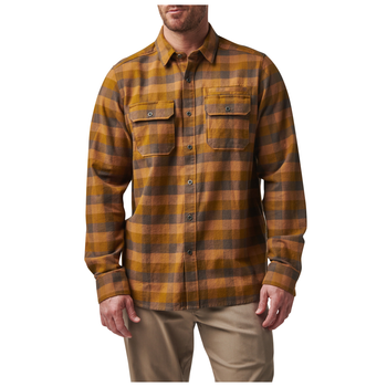 Рубашка тактическая 5.11 Tactical® Lester Flannel Plaid Long Sleeve Shirt M Brown Duck Plaid