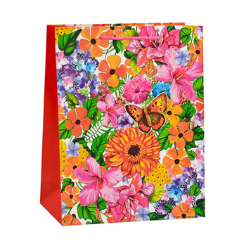 Пакет подарунковий паперовий Stenson YM01305-L Flowers 31x42x12см