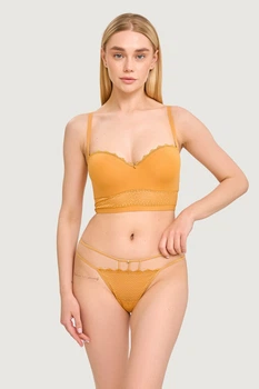 Комплект белья: бюстгальтер push-up и трусики стринг Leilieve 70C/S Жёлтый (Ocra) (88898)