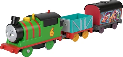Моторизований паравозик Fisher-Price Thomas & Friends Graffiti Percy Motorized Персі в графіті (HTN41)
