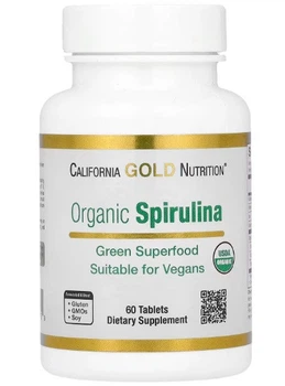 Органічна спіруліна,1500 мг, 60 таблеток California Gold Nutrition