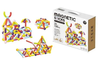 Детский магнитный конструктор Magnetic Sticks XC-C 26 на 136 деталей, 4 типа элементов