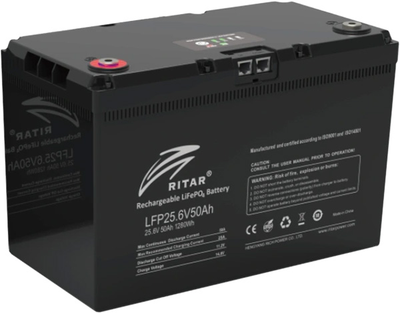Аккумуляторная батарея Ritar LiFePO4 25.6 В 50 А⋅ч 1280 Вт⋅ч с Bluetooth (YT37192)