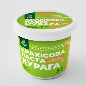 Арахісова паста з курагою та медом 1000 г., натуральна, без доданого цукру, без консервантів КУРАГА