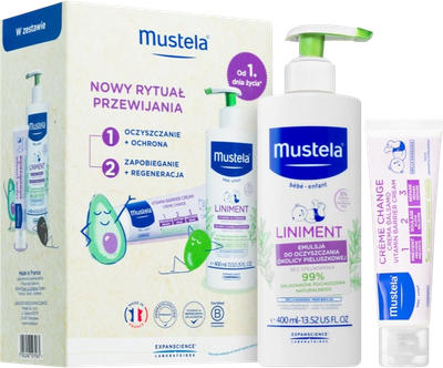 Zestaw kremów Mustela 123 dla dzieci Liniment 400 ml + Krem do przewijania 50 ml (5903240597963)