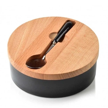 Сахарница с ложечкой Flora Basic Kitchen черная 35583