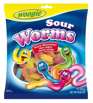 Конфеты жевательные Woogie Sour Worms Кислые Червячки 250 г