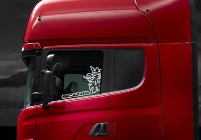 Наклейка на Авто / Грузовики / Фуры / Стекло / Кузов " Scania Орел на стекло - ТИП1 " 2 шт белый цвет