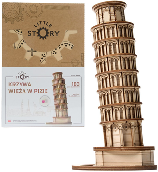 3D Puzzle drewniane Little Story Krzywa Wieża w Pizie 10.5 x 8 x 20.5 cm 183 elementy (5905982170039)