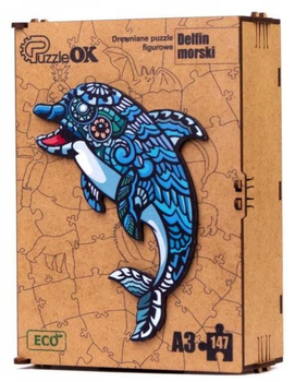 Puzzle drewniane PuzzleOK Delfin 42 x 29.7 cm 147 elementów (4821993007168)