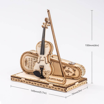 3D Puzzle drewniane Robotime Rokr Skrzypce 15 x 8 x 15 cm 62 elementy (6946785117929)