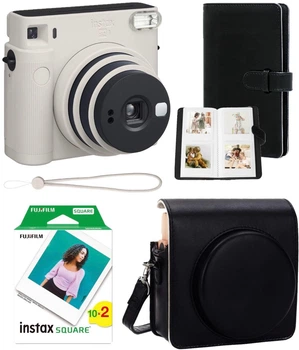 Набір із фотокамерою миттєвого друку Fujifilm INSTAX Square SQ1 EX D White / картриджі (20 фото) / альбом (80 фото) / чохол чорний / ремінець / фотоапарат INSTAX SQ1