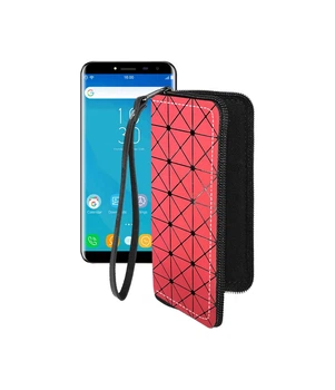 Чохол-гаманець з екошкіри для телефону Oukitel C8 Червоний ромб