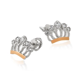 Сережки-гвоздики из серебра «Корона» от Юрьев 65/1 с