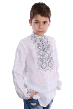 Вышиванка Narodnyy Butik Твори Мир сіра вишивка Белая 2004.1 134