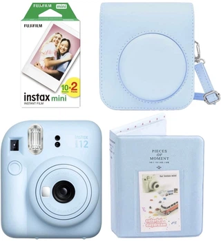 Набор Fujifilm INSTAX Mini 12 Pastel Blue голубая фотокамера мгновенной печати / картриджи 20 фото / чехол / альбом 64 фото