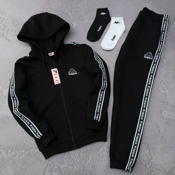 Зимовий спортивний чоловічий костюм + шкарпетки Kappa L Чорний (KG-663)