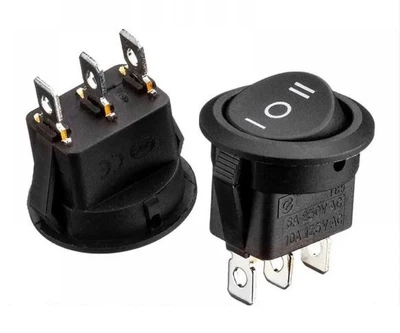 Переключатель KCD1-103-8, ON-OFF-ON, (3pin) черный 1015658