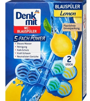 Ароматизатор для туалета в унитаз Denkmit Blauspüler Lemon 5-fach Powe 2шт 4066447289312