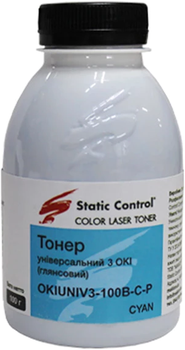 Тонер Static Control 3 Okidata универсальный 100 г Глянцевый Cyan (фасованный) (OKIUNIV3-100B-C-P)