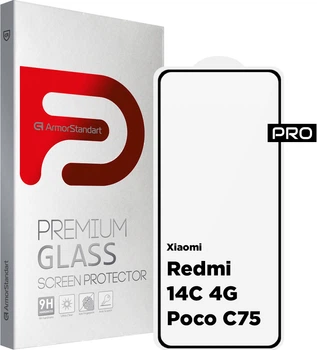 Защитное стекло ArmorStandart Pro для смартфона Xiaomi Redmi 14C 4G/Poco C75 Black (ARM79332)
