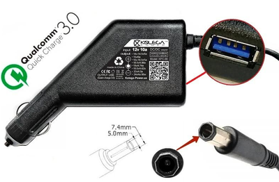 Автомобильный Блок питания Kolega-Power для ноутбука (QC3.0) Dell 19.5V 3.34A 65W 7.4x5.0 octagon (KPC-90-195-7450O)