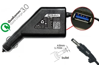 Автомобильный Блок питания Kolega-Power для ноутбука (QC3.0) HP 18.5V 3.5A 65W 4.8x1.7 bullet (KPC-90-19-4817b)