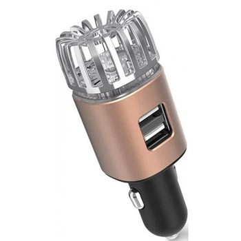 Ионизатор-Очиститель воздуха автомобильный + Зарядное устройство на 2 USB-порта Ion Dobra USB Copper (ID-6291C)