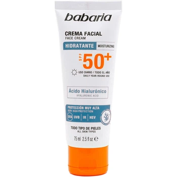Крем Babaria сонцезахисний для обличчя з гіалуроновою кислотою SPF50+ 75 мл